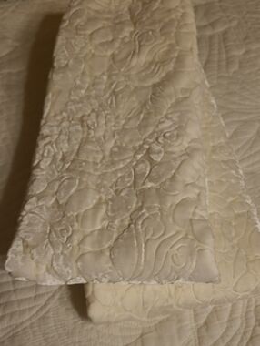 Set of Donna Karan Ivory quilted Silk velvet shams